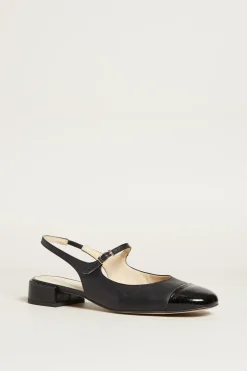 Slingback con punta in vernice - Nero