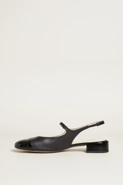 Slingback con punta in vernice - Nero