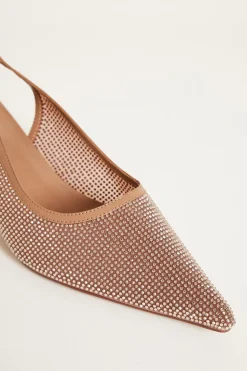 Slingback con strass - Marrone