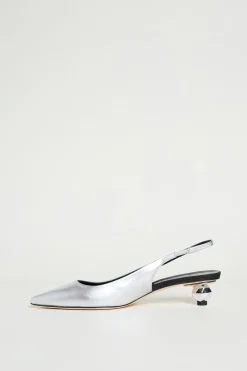 Slingback con tacco boule - Argento
