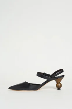Slingback con tacco boule - Nero
