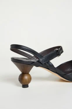 Slingback con tacco boule - Nero