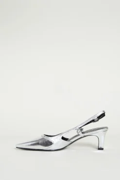 Slingback in pelle - Argento