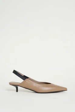 Slingback in pelle - Beige