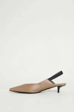 Slingback in pelle - Beige