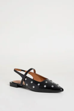 Slingback in pelle con borchie - Nero