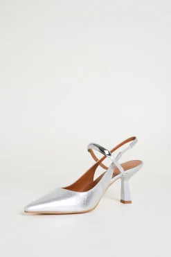 Slingback in pelle laminata - Argento