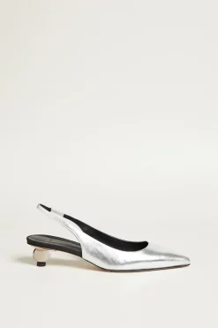 Slingback in pelle laminata - Argento