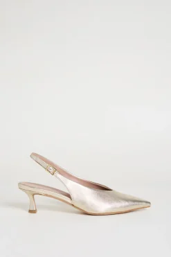 Slingback in pelle laminata - Oro