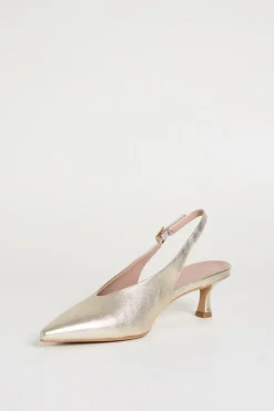 Slingback in pelle laminata - Oro