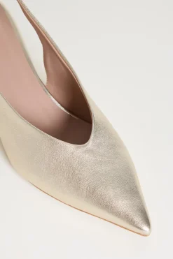 Slingback in pelle laminata - Oro