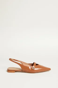 Slingback in pelle lucida - Cuoio
