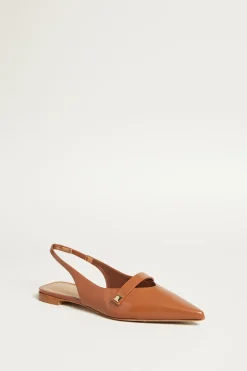 Slingback in pelle lucida - Cuoio