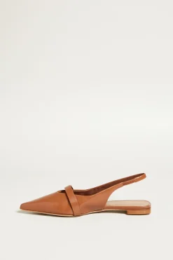 Slingback in pelle lucida - Cuoio