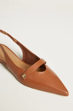 Slingback in pelle lucida - Cuoio