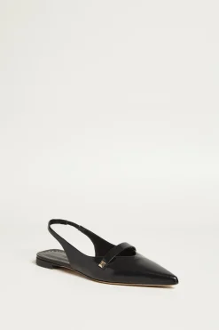 Slingback in pelle lucida - Nero
