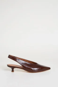 Slingback in pelle - Marrone
