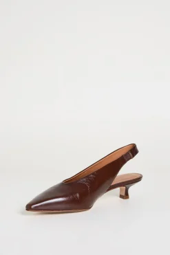 Slingback in pelle - Marrone