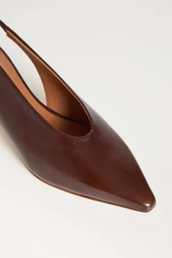 Slingback in pelle - Marrone