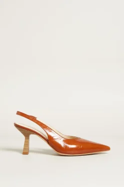 Slingback in pelle - Marrone