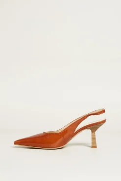 Slingback in pelle - Marrone