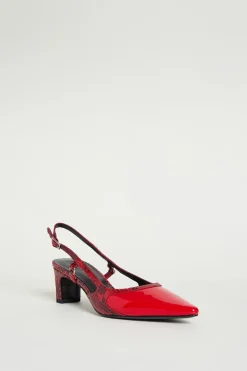 Slingback in pelle - Rosso Nero