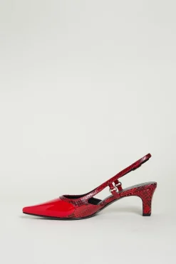 Slingback in pelle - Rosso Nero