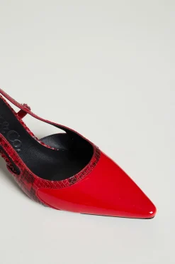 Slingback in pelle - Rosso Nero