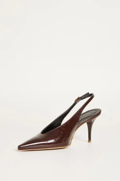 Slingback in pelle verniciata - Marrone