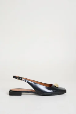 Slingback in pelle verniciata - Nero