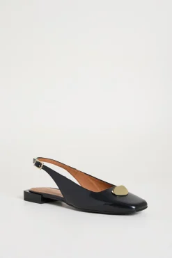 Slingback in pelle verniciata - Nero