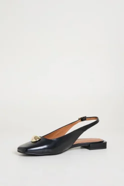 Slingback in pelle verniciata - Nero