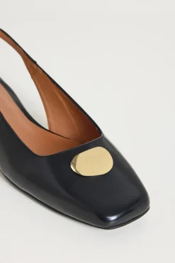 Slingback in pelle verniciata - Nero