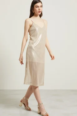 Slip dress con paillettes - Champagne