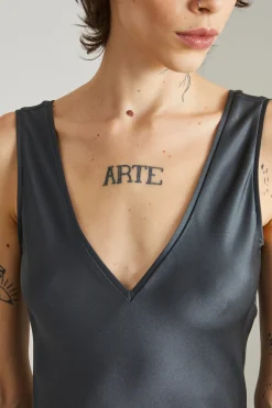 Slip dress in enver satin - Antracite
