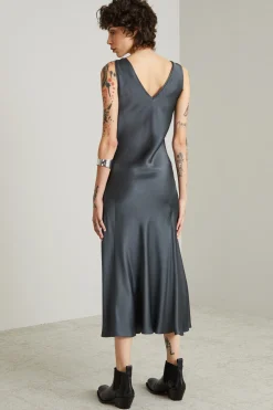 Slip dress in enver satin - Antracite