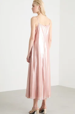 Slip dress in georgette laminata - Rosa