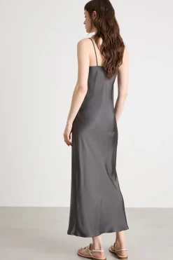 Slip dress in raso - Antracite