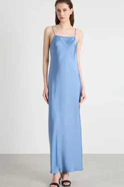 Slip dress in raso - Azzurro