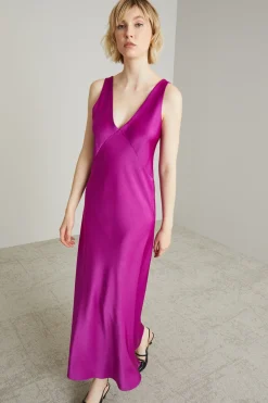 Slip dress in raso - Ciclamino