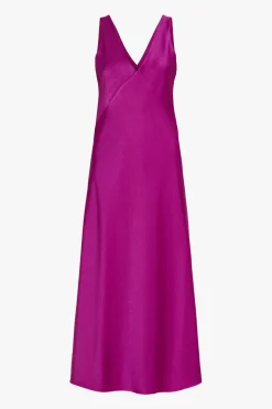 Slip dress in raso - Ciclamino