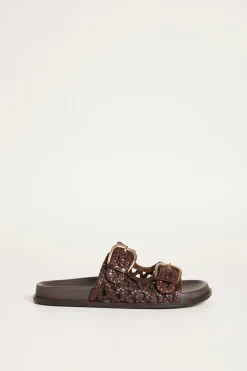 Slipper con doppio cinturino - Marrone