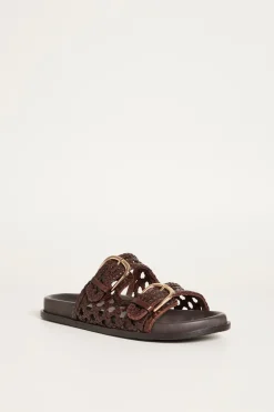 Slipper con doppio cinturino - Marrone