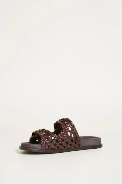 Slipper con doppio cinturino - Marrone