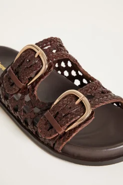 Slipper con doppio cinturino - Marrone