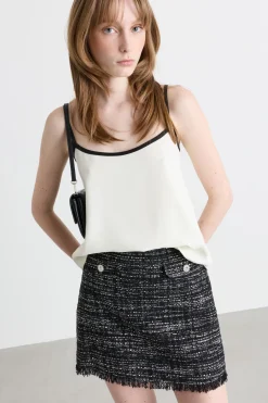 Slip top con dettagli a contrasto - Bianco