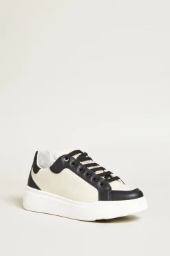 Sneakers in tela e pelle - Sabbia Nero