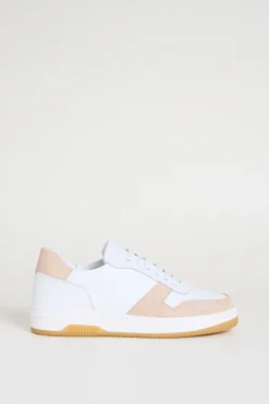 Sneakers in pelle bicolore - Bianco Rosa