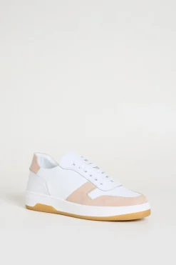 Sneakers in pelle bicolore - Bianco Rosa