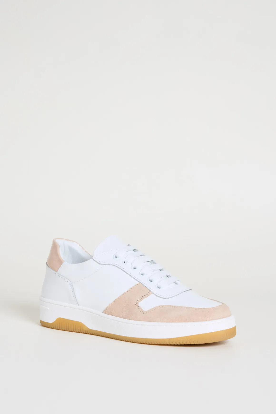 Sneakers in pelle bicolore - Bianco Rosa